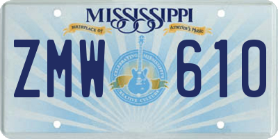 MS license plate ZMW610