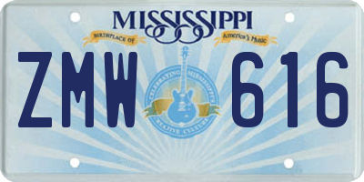 MS license plate ZMW616