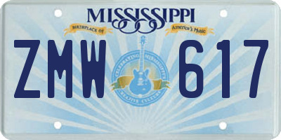 MS license plate ZMW617