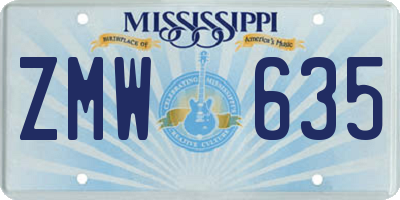 MS license plate ZMW635