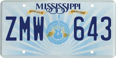 MS license plate ZMW643