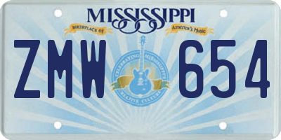 MS license plate ZMW654