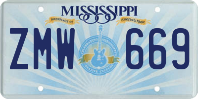 MS license plate ZMW669