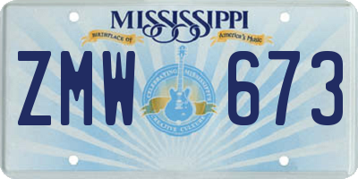 MS license plate ZMW673