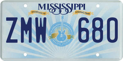 MS license plate ZMW680