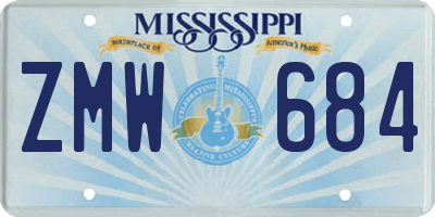 MS license plate ZMW684
