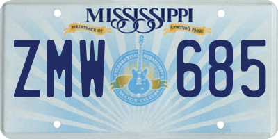 MS license plate ZMW685