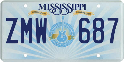 MS license plate ZMW687