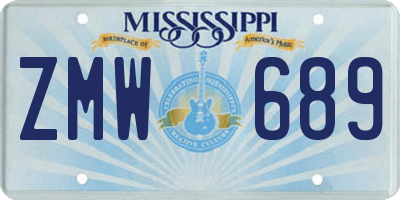 MS license plate ZMW689