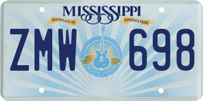 MS license plate ZMW698