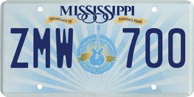 MS license plate ZMW700