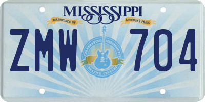MS license plate ZMW704