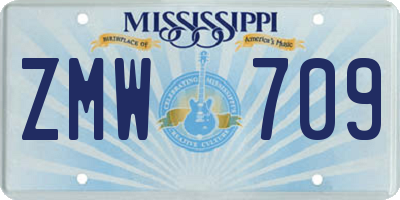 MS license plate ZMW709