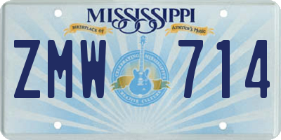 MS license plate ZMW714