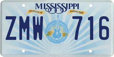 MS license plate ZMW716