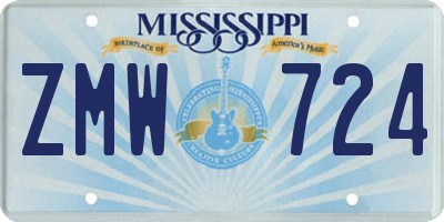 MS license plate ZMW724