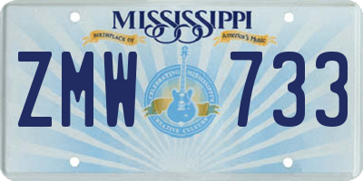 MS license plate ZMW733
