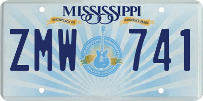 MS license plate ZMW741