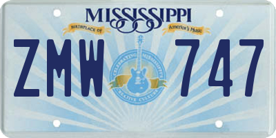 MS license plate ZMW747