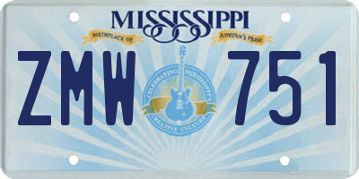 MS license plate ZMW751