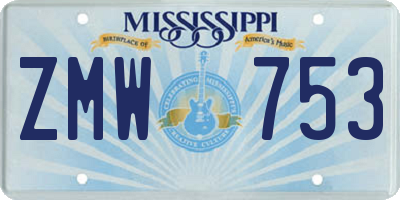 MS license plate ZMW753