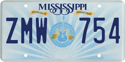 MS license plate ZMW754