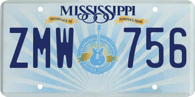 MS license plate ZMW756