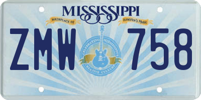 MS license plate ZMW758