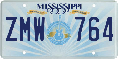 MS license plate ZMW764