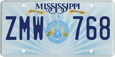 MS license plate ZMW768
