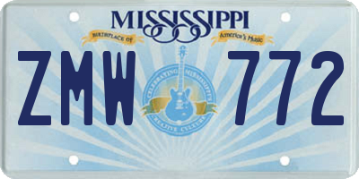 MS license plate ZMW772