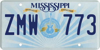 MS license plate ZMW773