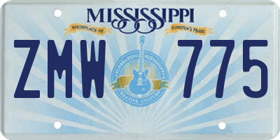 MS license plate ZMW775