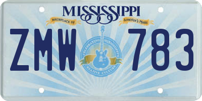 MS license plate ZMW783