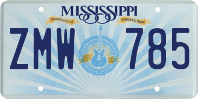 MS license plate ZMW785
