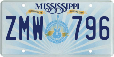 MS license plate ZMW796