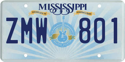 MS license plate ZMW801