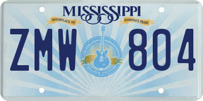 MS license plate ZMW804