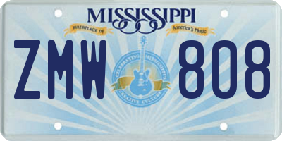 MS license plate ZMW808