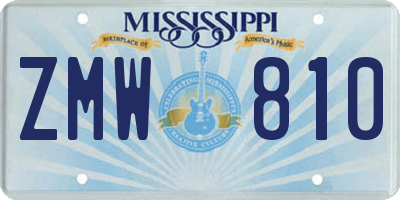 MS license plate ZMW810