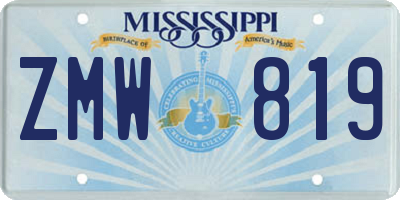 MS license plate ZMW819
