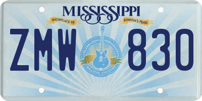MS license plate ZMW830