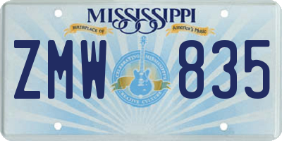 MS license plate ZMW835