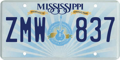 MS license plate ZMW837