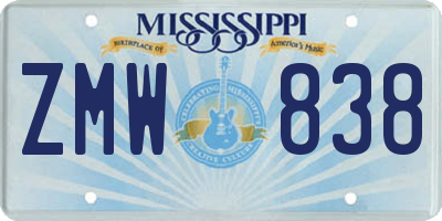 MS license plate ZMW838