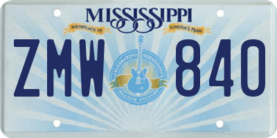 MS license plate ZMW840