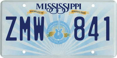 MS license plate ZMW841