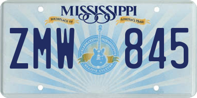 MS license plate ZMW845