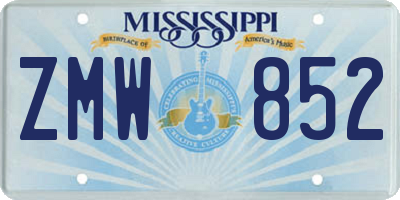 MS license plate ZMW852