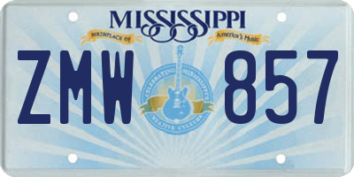 MS license plate ZMW857